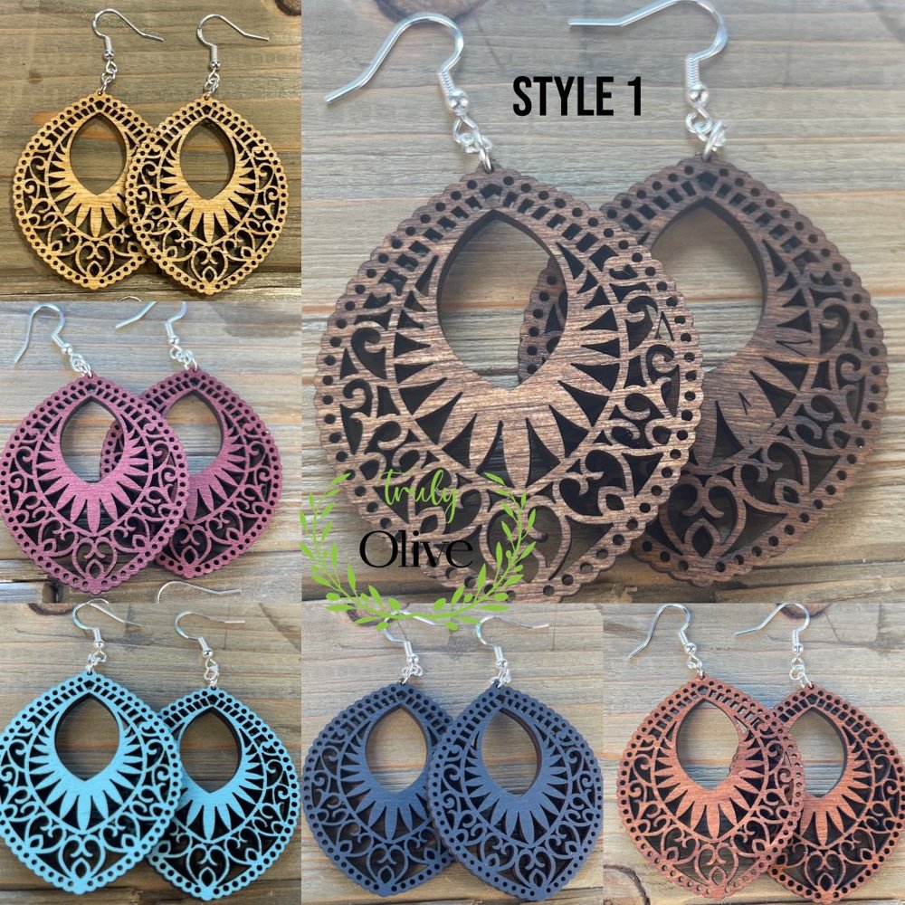 Wood Mandala Earrings | Earrings Made Of Wood | Lightweight Wood Earrings